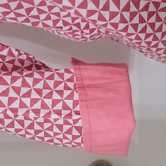 Roberta Roller Rabbit Size XS Brick Red & White Geometric Pattern Blouse - Picture 13 of 13